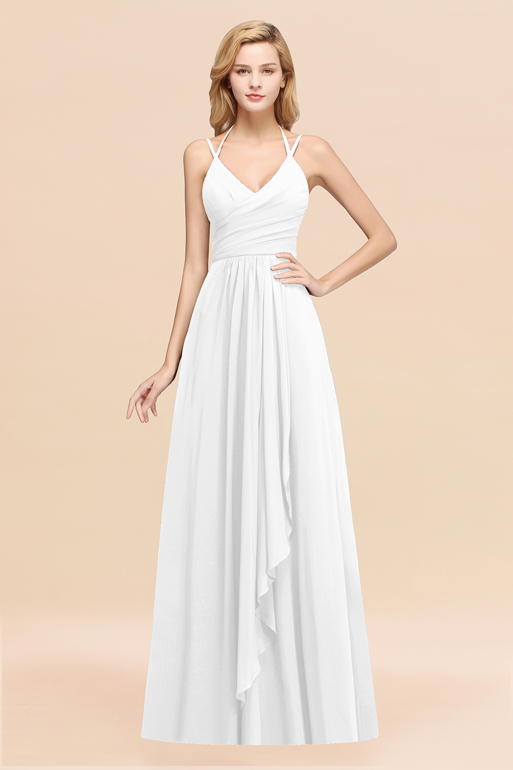 BMbridal Affordable Chiffon Burgundy Bridesmaid Dress With Spaghetti Straps-BMbridal