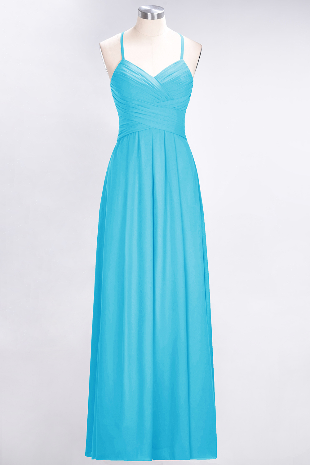 BMbridal Affordable Spaghetti Straps V-Neck Burgundy Chiffon Bridesmaid Dress with Keyhole Back-BMbridal