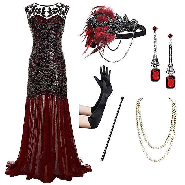 Vintage 1920s Gatsby Dress with Scoop Neck and Sequins