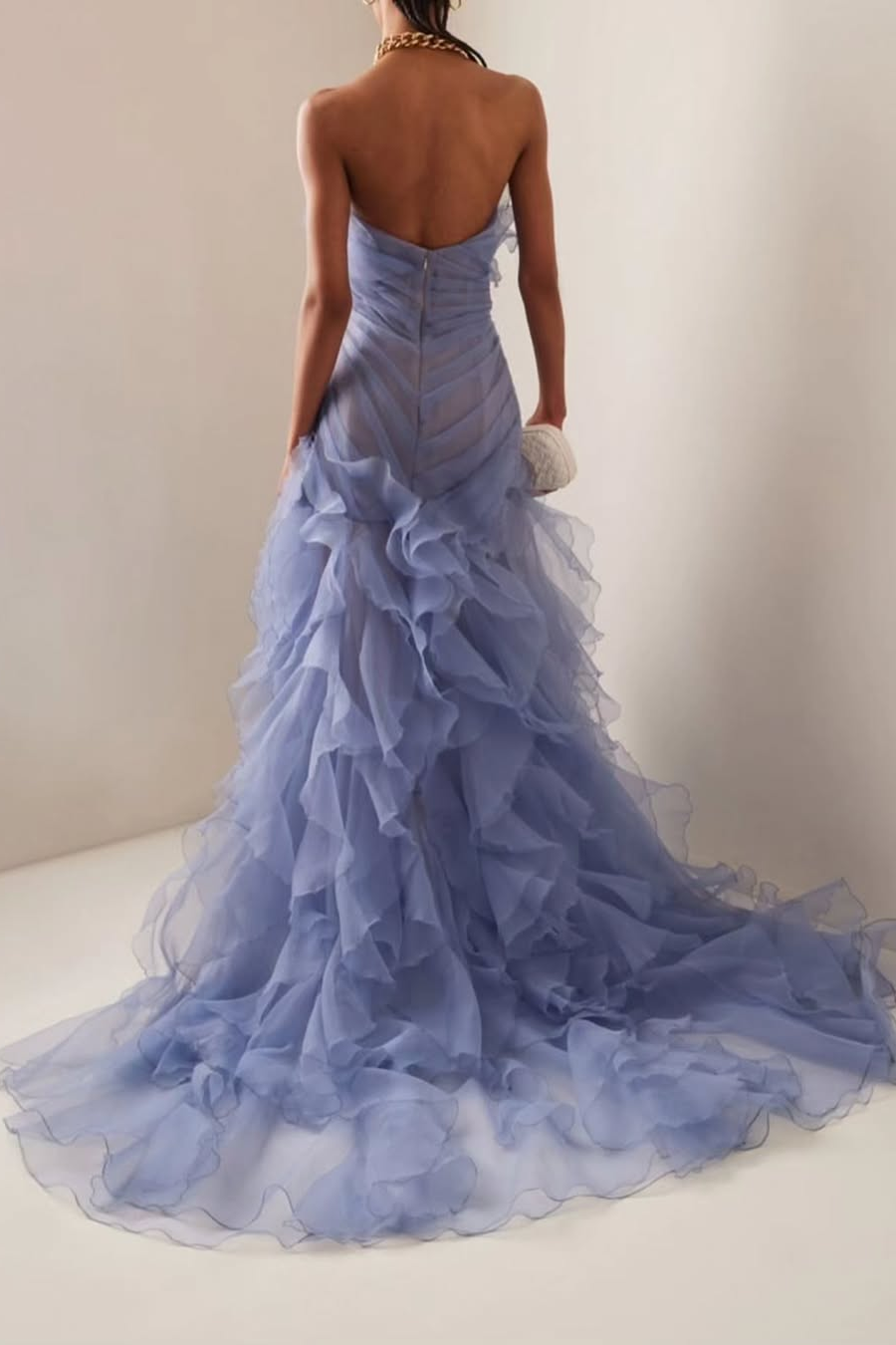 Strapless Sleeveless Long High Split Prom Dress With Pleated