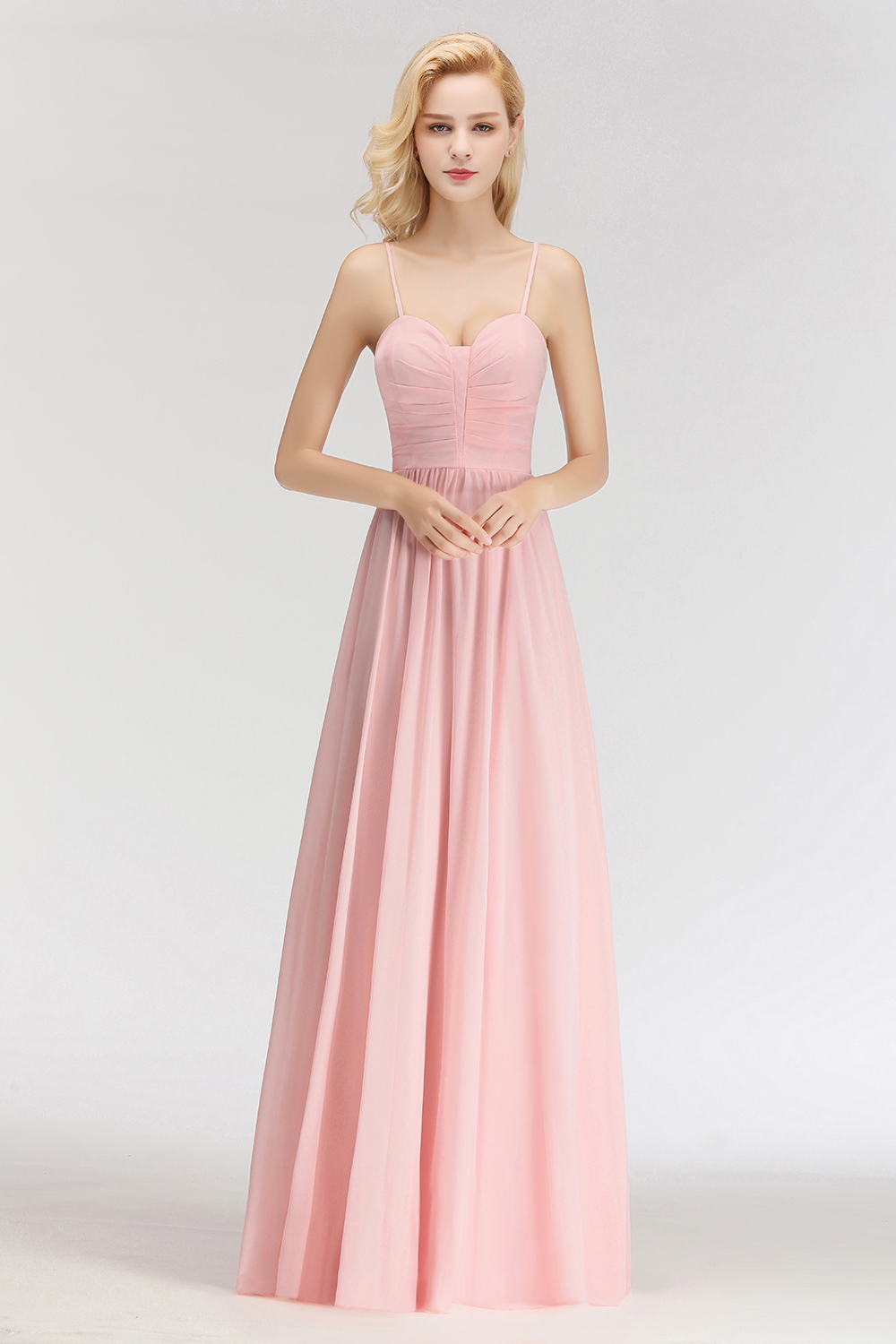 BMbridal Chiffon Spaghetti-Straps Sleeveless Affordable Bridesmaid Dress Online-BMbridal