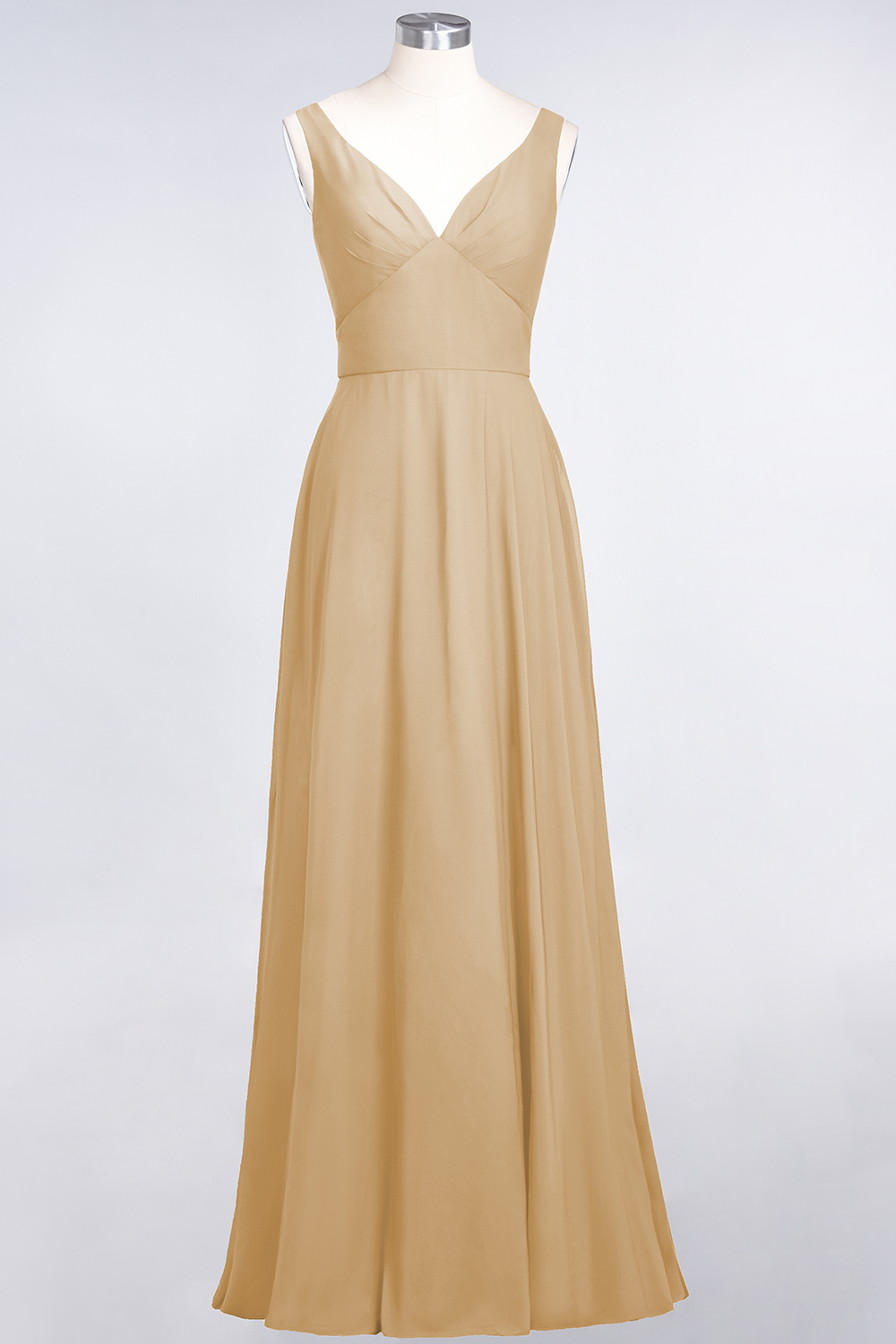 BMbridal Chic Chiffon V-Neck Straps Ruffle Affordable Bridesmaid Dresses with Open Back-BMbridal