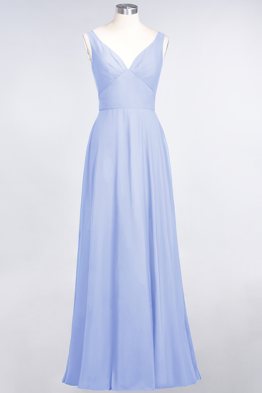 BMbridal Chic Chiffon V-Neck Straps Ruffle Affordable Bridesmaid Dresses with Open Back-BMbridal