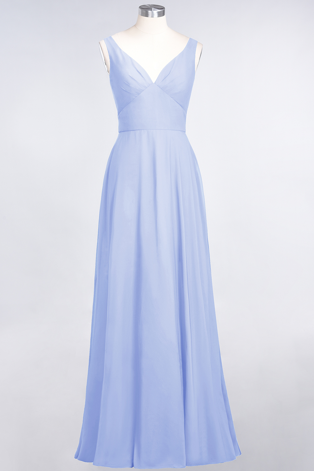 BMbridal Chic Chiffon V-Neck Straps Ruffle Affordable Bridesmaid Dresses with Open Back-BMbridal