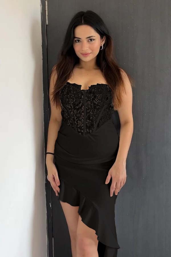 Strapless Sweetheart Sleeveless Prom Dress With Pleated Ruffle