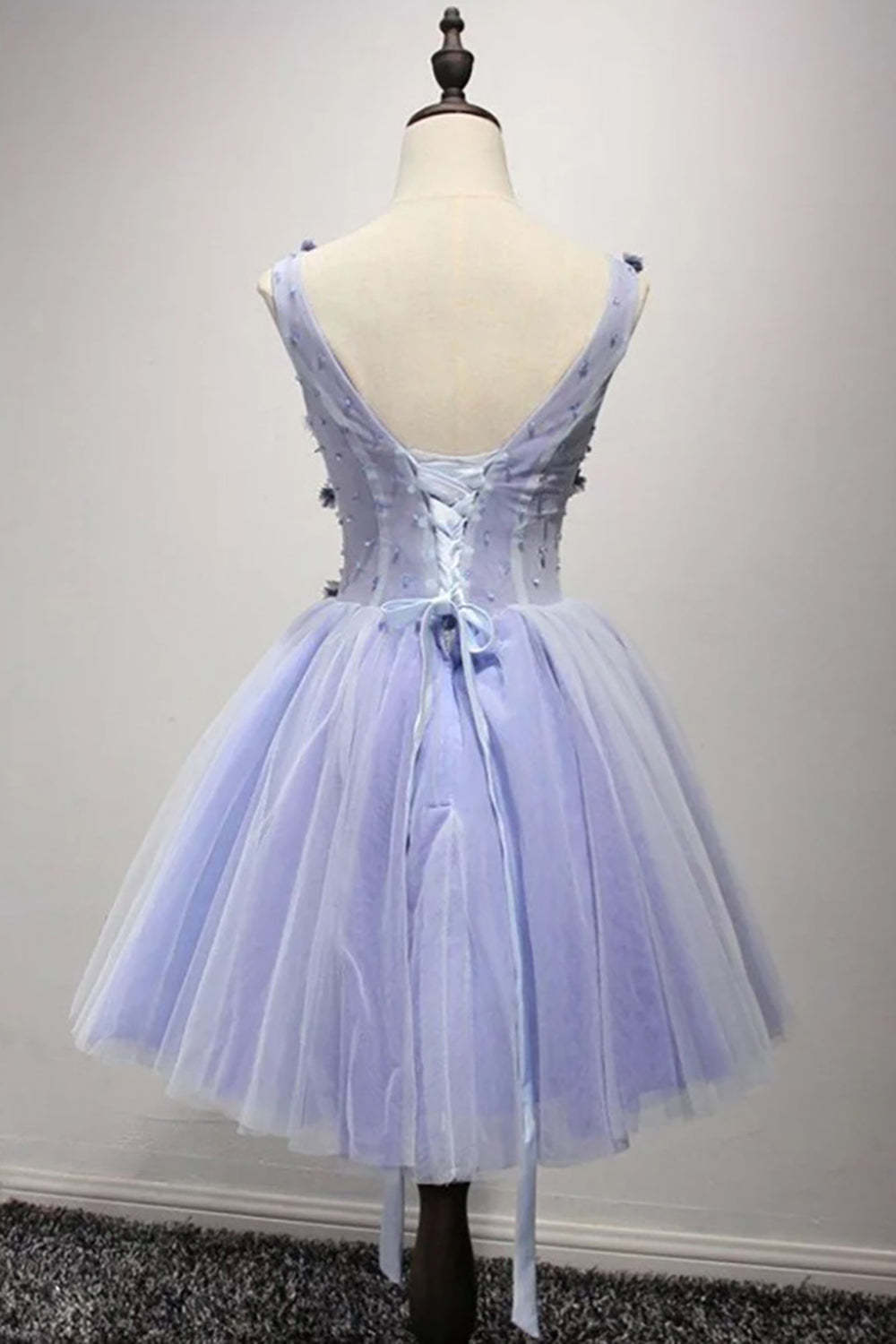 Purple V Neck A Line Homecoming Dress