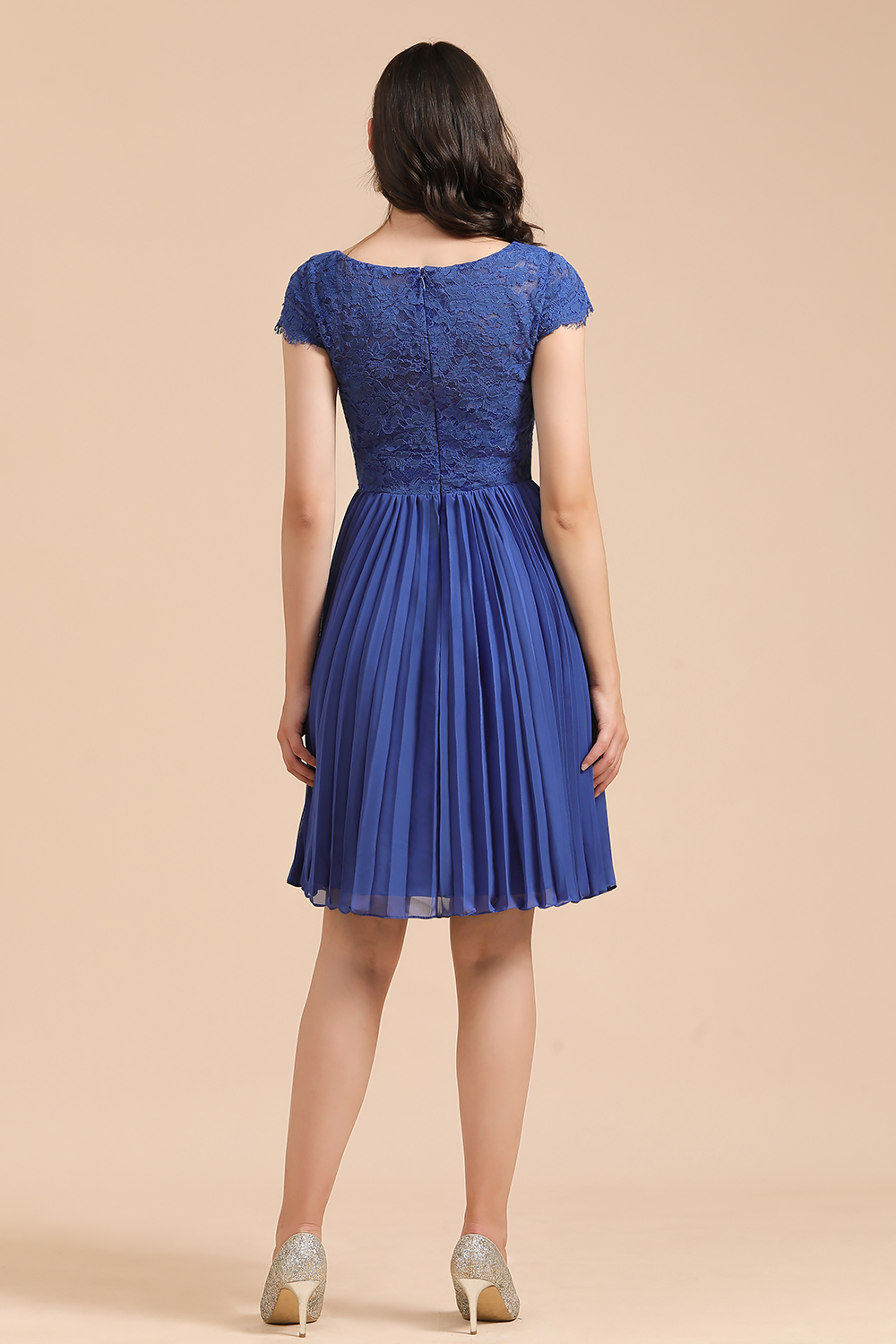 BMbridal Short Sleeve Royal Blue Lace Junior Bridesmaid Dress-BMbridal