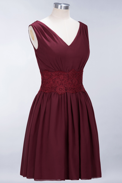 BMbridal Pretty V-Neck Short Sleeveless Lace Bridesmaid Dresses Online-BMbridal