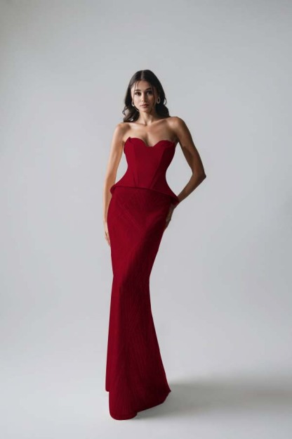 Sleeveless Strapless Long Mermaid Prom Dress With Pleated Sequins