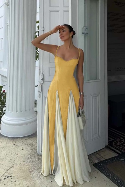 Sweetheart Spaghetti Strap Sleeveless Long Prom Dress With Ruffles