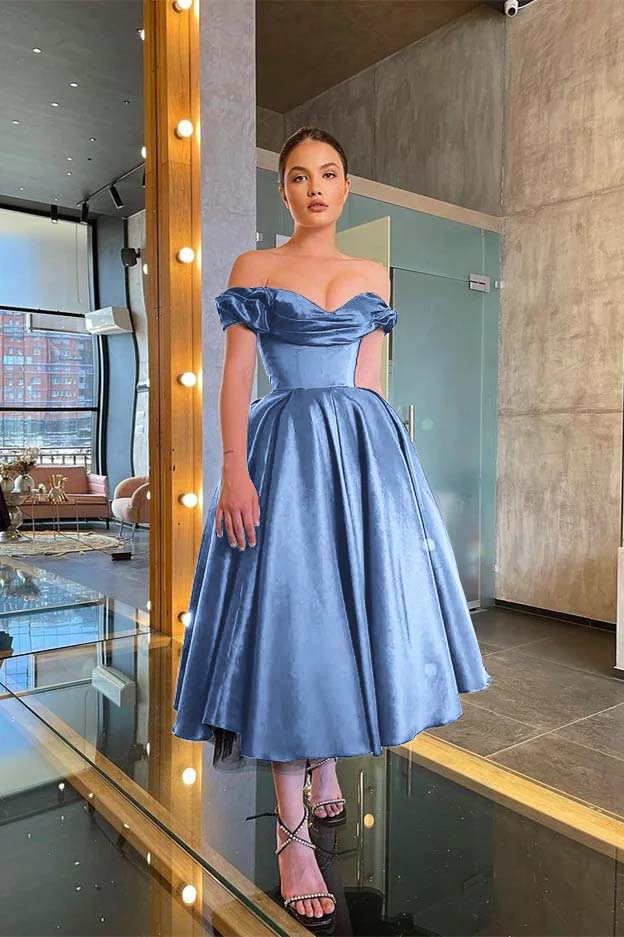 Chic Off the Shoulder Strapless Sleeveless Little Black A Line Prom Dress