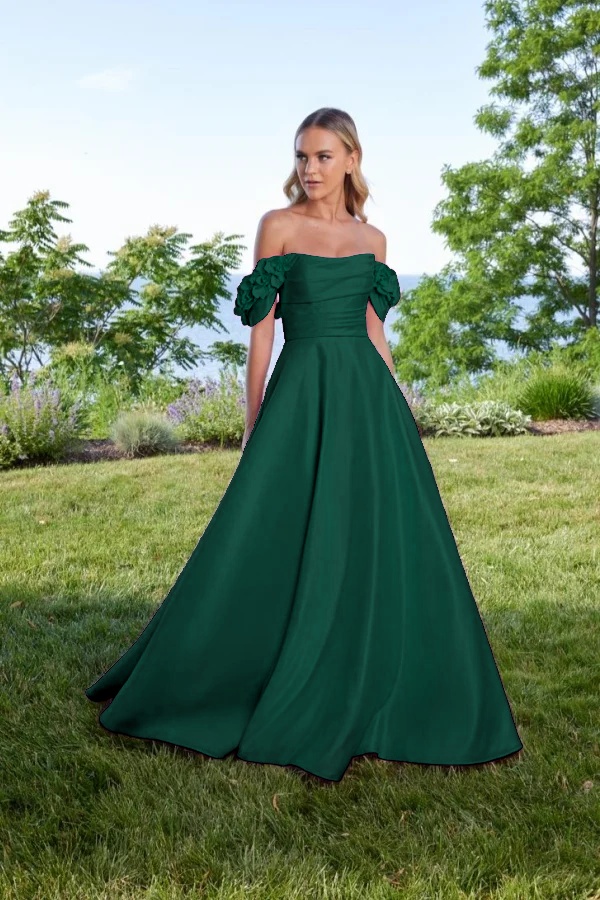 Off the Shoulder Sleeveless Long A Line Prom Dress With Pleated