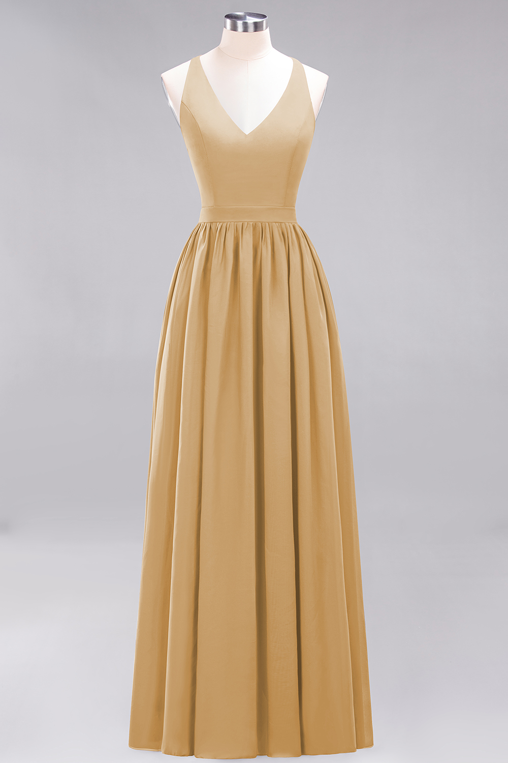 BMbridal Affordable Chiffon V-Neck Sleeveless Lace Bridesmaid Dress Online-BMbridal
