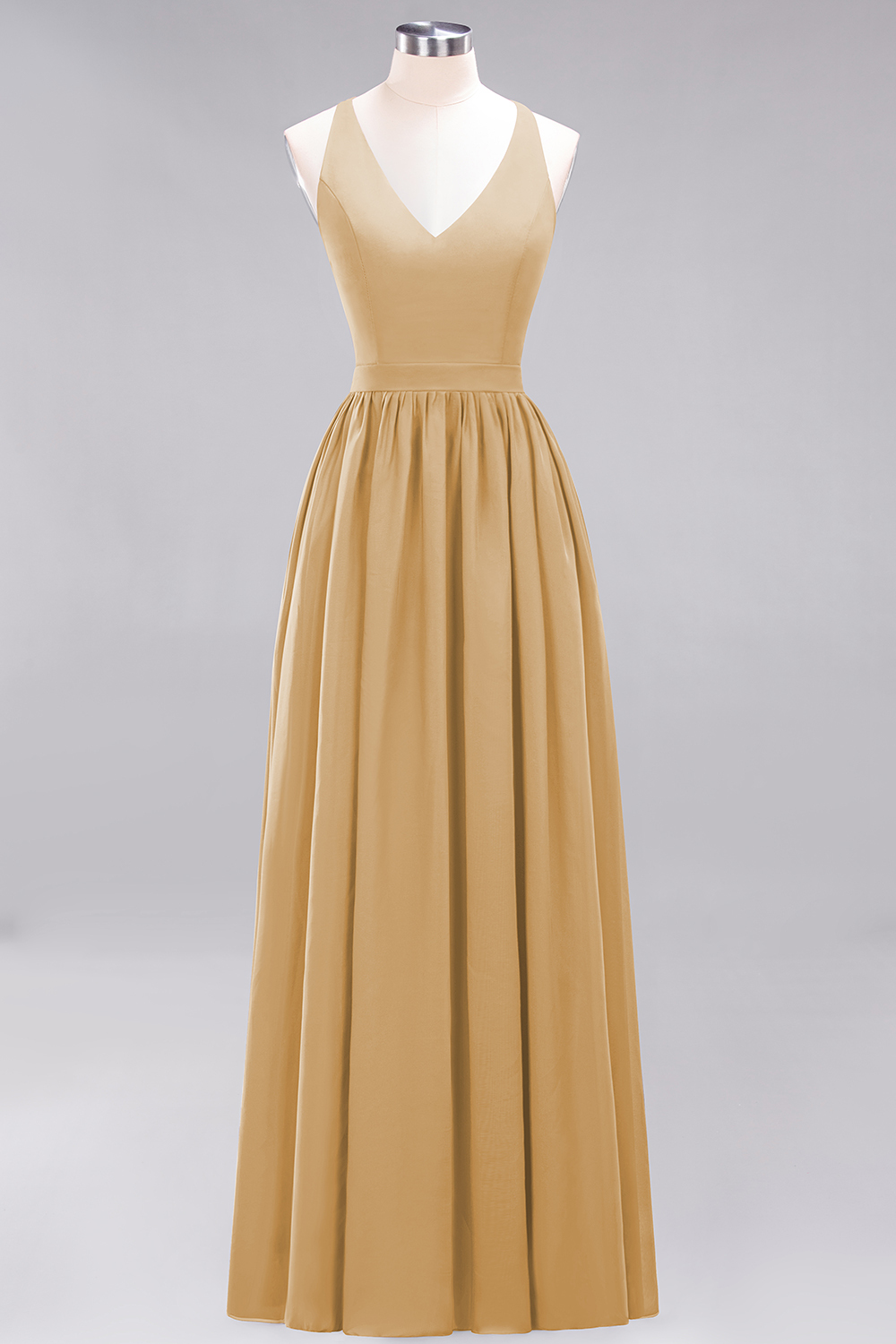BMbridal Affordable Chiffon V-Neck Sleeveless Lace Bridesmaid Dress Online-BMbridal