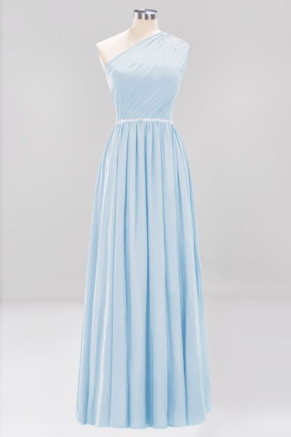 BMbridal Modest One-shoulder Royal Blue Affordable Bridesmaid Dress with Beadings-BMbridal