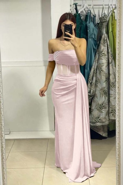 One Shoulder Sleeveless Mermaid Long Prom Dress With Ruffles