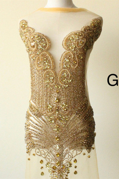 Crew Neck Sequins Sleeveless Flower Mermaid Princess Prom Dress Splicing Trumpet