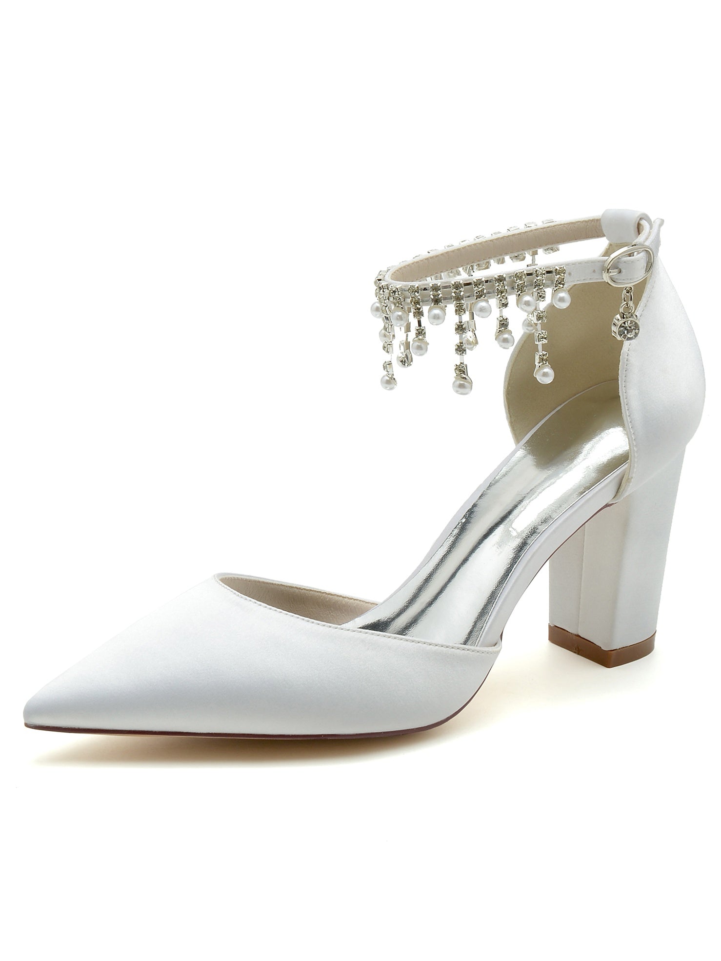 Bridesmaid's Rhinestone High Heel Wedding Shoes with Pointed Toe for Women