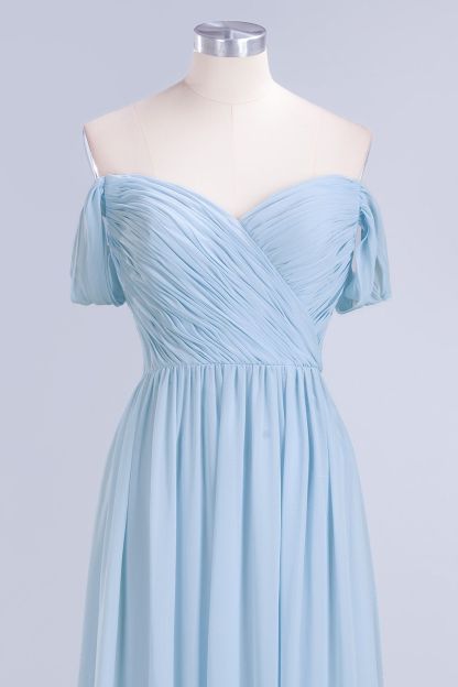 BMbridal Modest Chiffon Sweetheart Sleeveless Affordable Bridesmaid Dresses with Ruffles-BMbridal