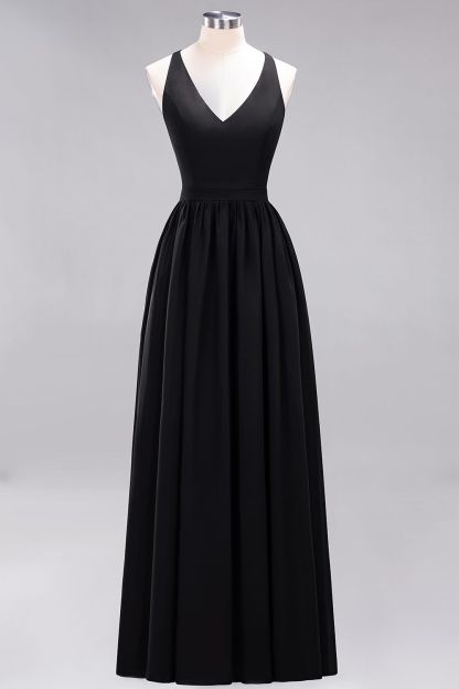 BMbridal Affordable Chiffon V-Neck Sleeveless Lace Bridesmaid Dress Online-BMbridal