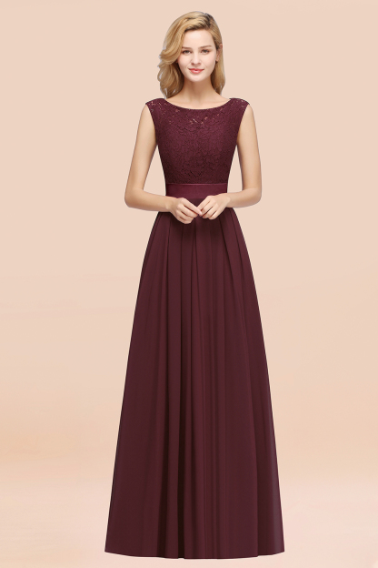 BMbridal Vintage Sleeveless Lace Bridesmaid Dresses Affordable Chiffon Wedding Party Dress Online-BMbridal