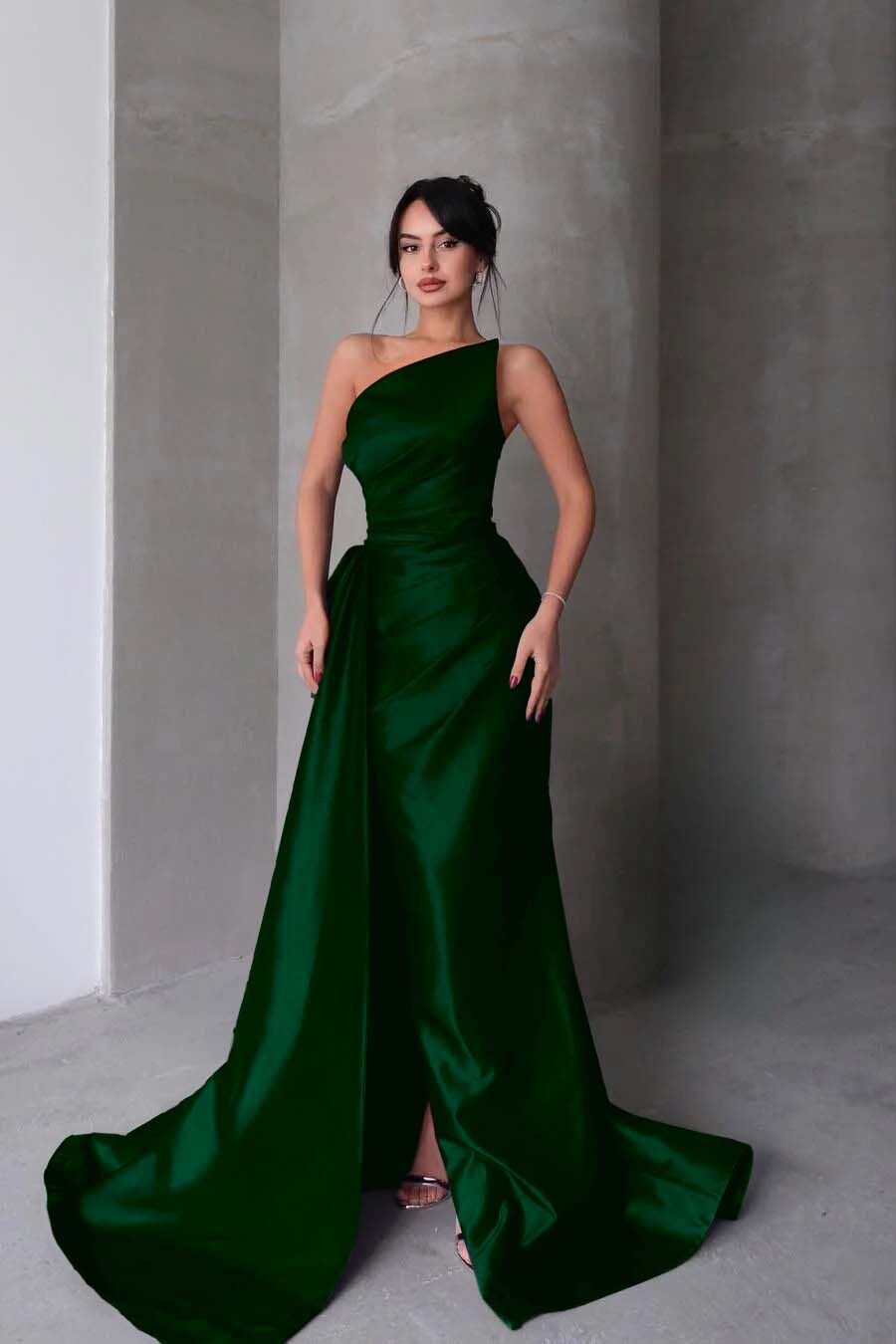 Strapless Sleeveless Mermaid Long Prom Dress With Split Pleated