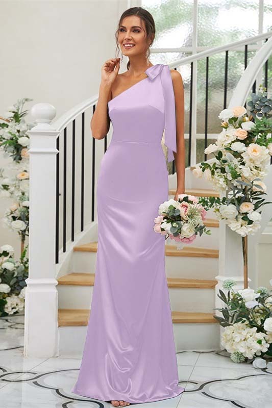 One Shoulder Sleeveless Mermaid Long Prom Dress With Pleated