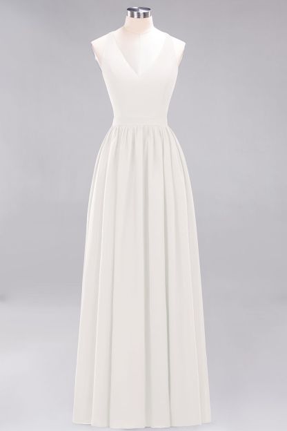 BMbridal Affordable Chiffon V-Neck Sleeveless Lace Bridesmaid Dress Online-BMbridal