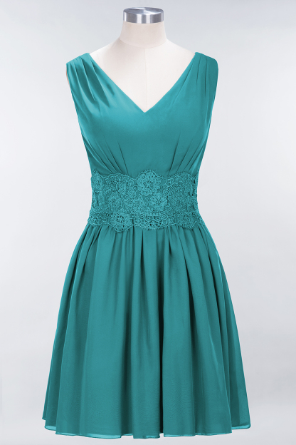 BMbridal Pretty V-Neck Short Sleeveless Lace Bridesmaid Dresses Online-BMbridal