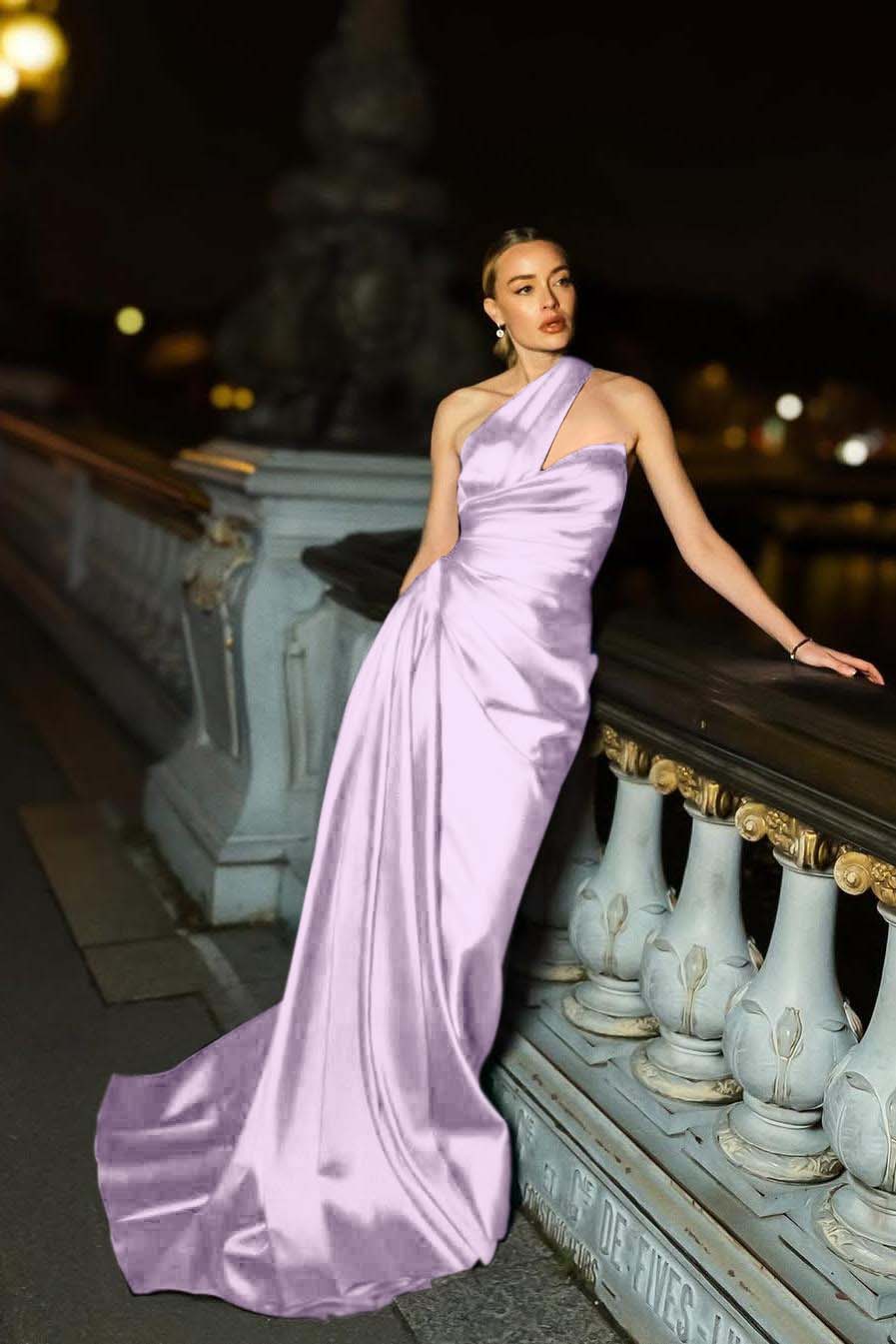 One Shoulder Sleeveless Mermaid Long Prom Dress With Ruffles Pleated