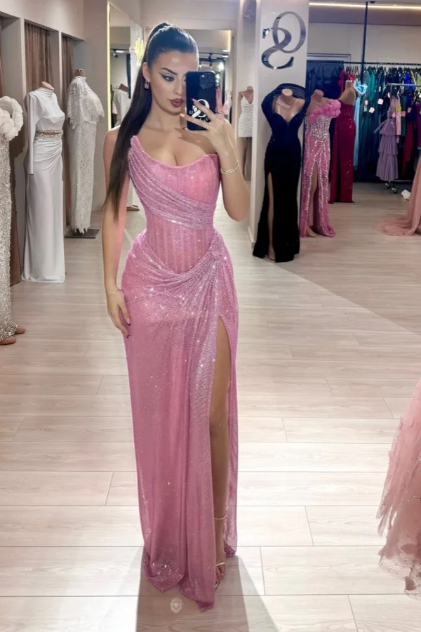 Strapless Sleeveless Mermaid Long Prom Dress With High Split