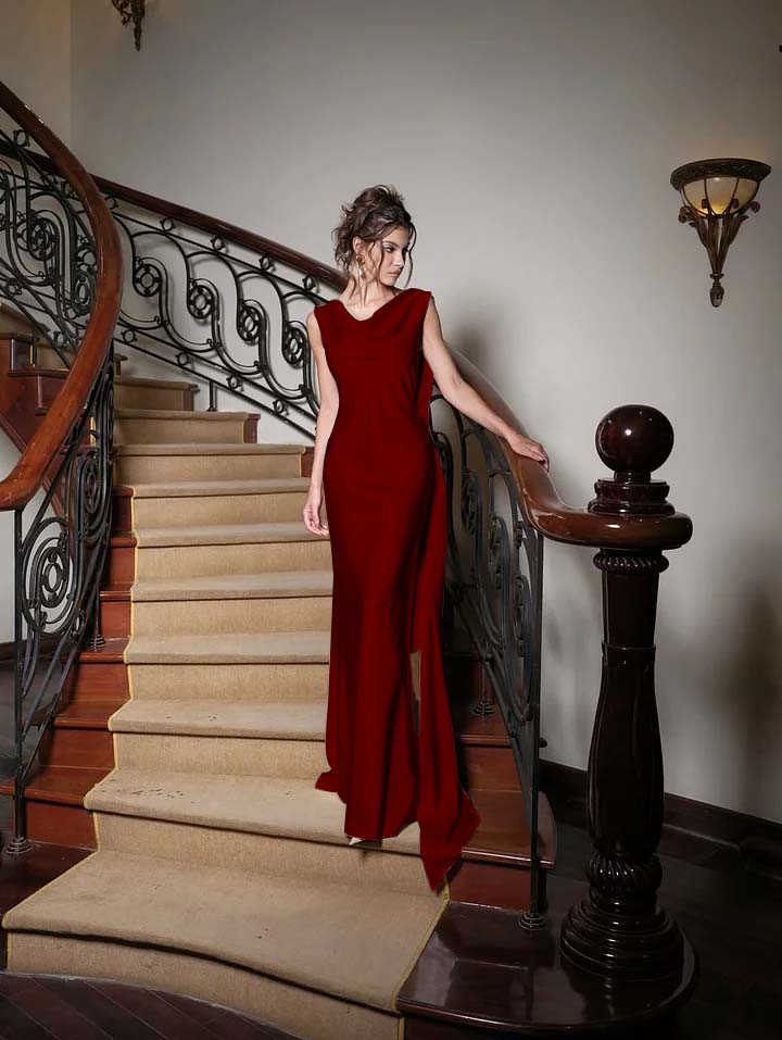 Charming V Neck Sleeveless Long Mermaid Prom Dress With Pleated