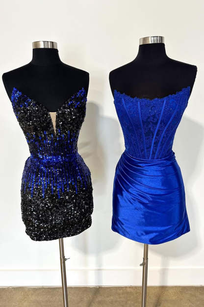 Dark Green Strapless Satin Corset Tight Short Homecoming Dress (Gloves not Included)