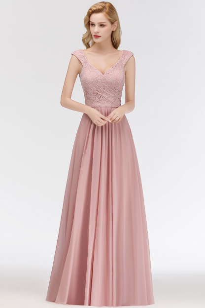 BMbridal Elegant Lace Sweetheart Bridesmaid Dress Online Dusty Rose Chiffon Wedding Party Dress-BMbridal