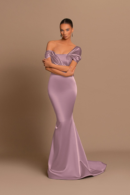 Glamorous Gray Off the Shoulder Mermaid Prom Dress With Pleated