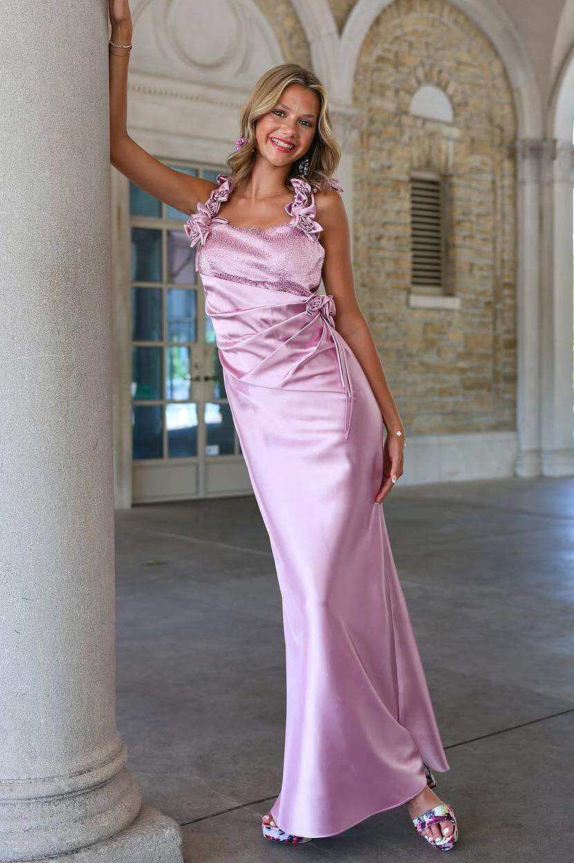 Charming Sleeveless Straps Mermaid Long Prom Dress With Pleated