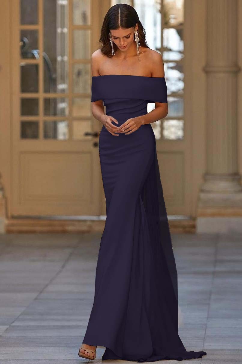 Off the Shoulder Strapless Mermaid Long Prom Dress With Tulle