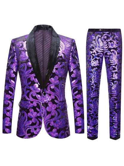 Single-Button Tailored Men's Disco Suit In A Two-Piece Design