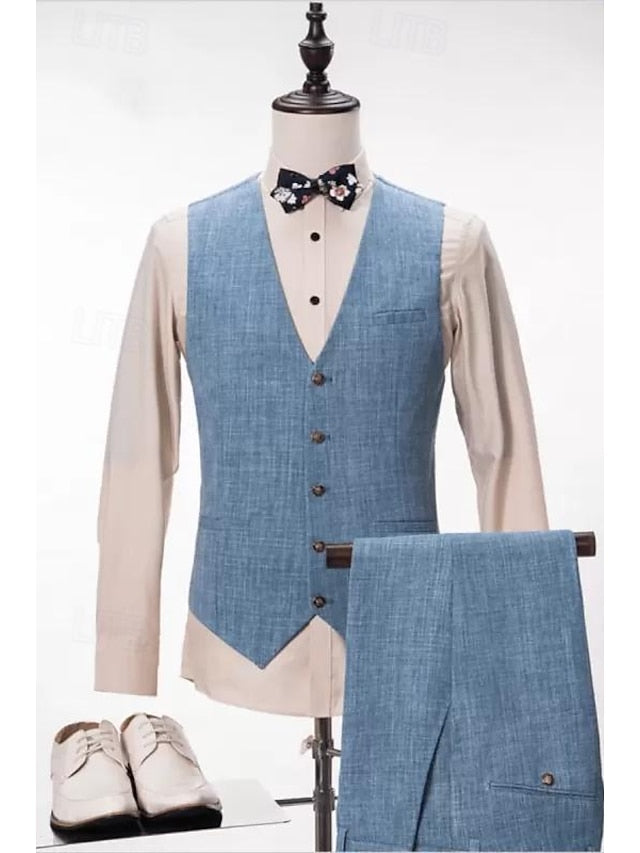 Single-Button Tailored Men's 3-Piece Wedding Suit In A Fitted Style