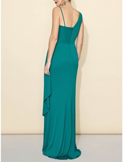 One-Shoulder Floor-Length Sheath Bridesmaid Gown