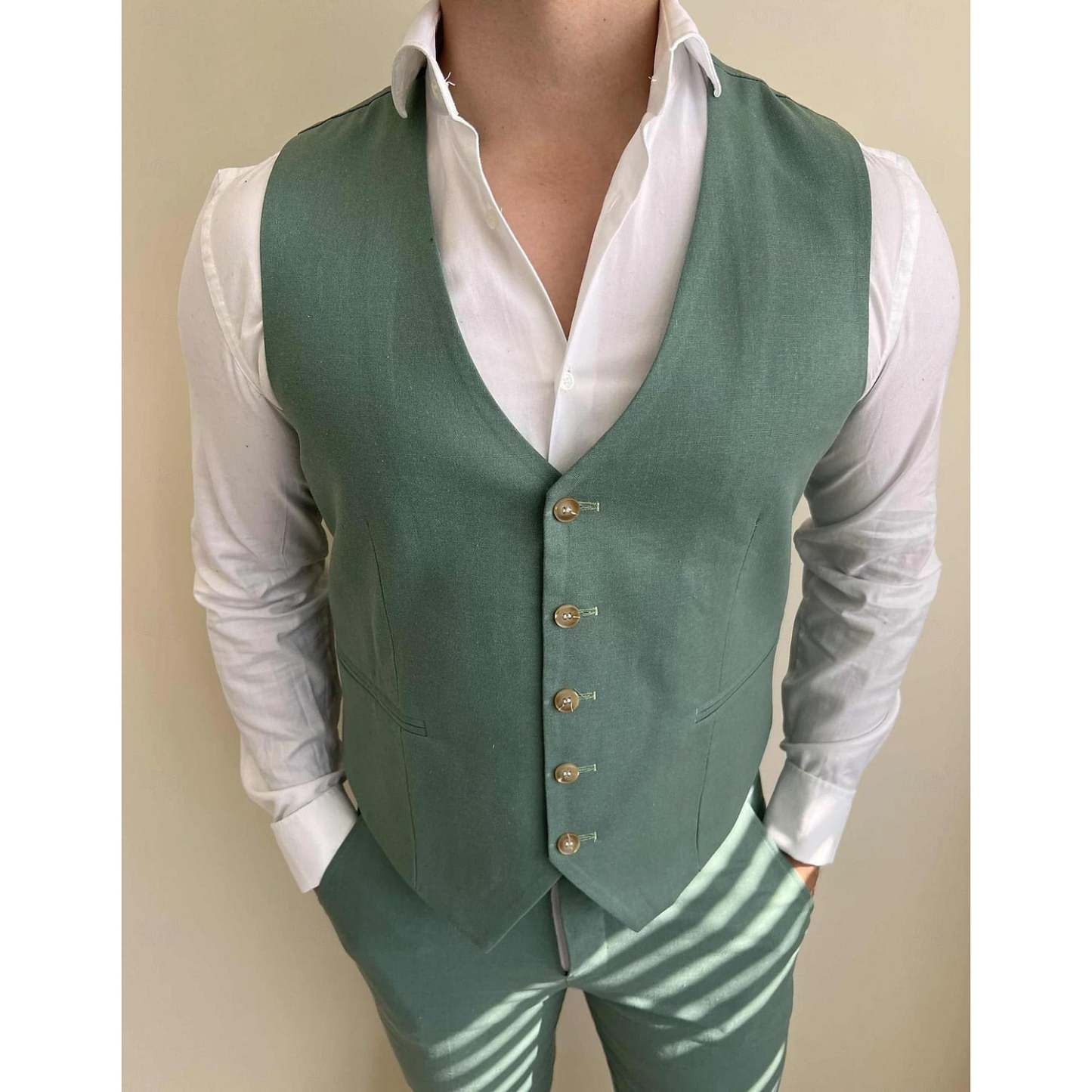 Single-Button Tailored Men's 3-Piece Wedding Suit