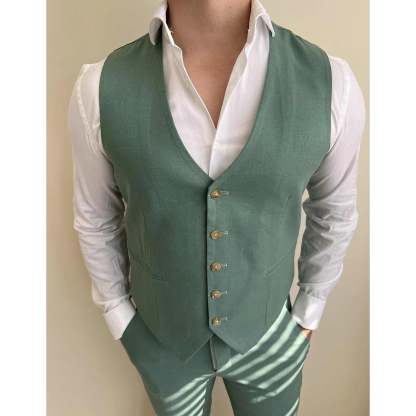 Single-Button Tailored Men's 3-Piece Wedding Suit