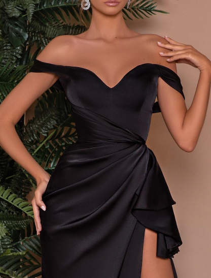 Off-the-Shoulder Floor-Length Prom Dresses with Sheath/Column Silhouette