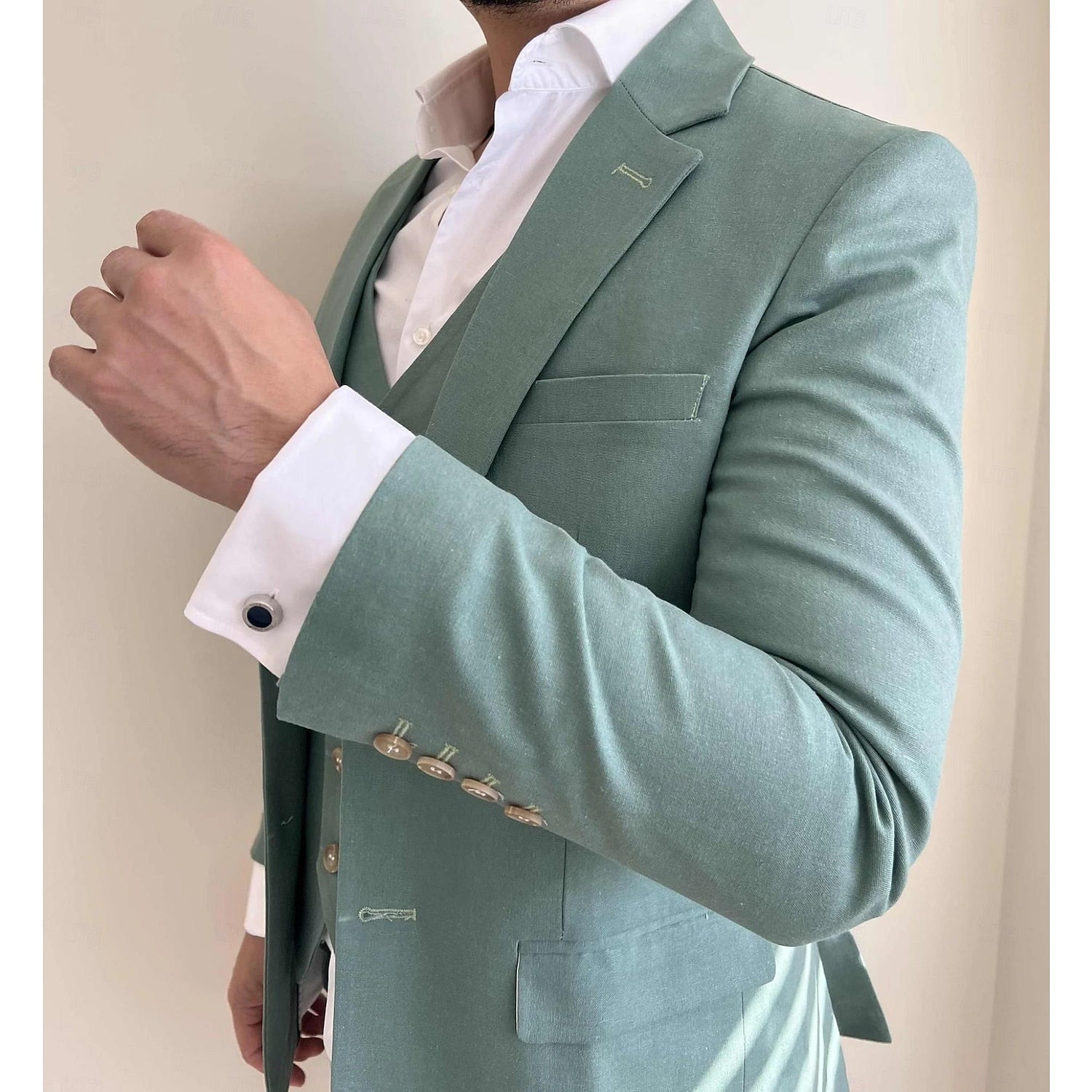 Single-Button Tailored Men's 3-Piece Wedding Suit