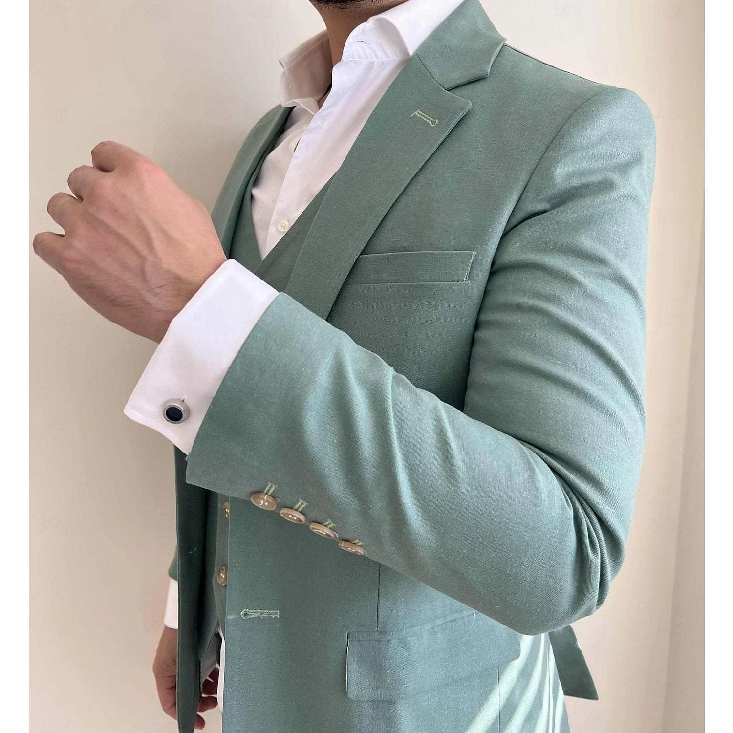 Single-Button Tailored Men's 3-Piece Wedding Suit