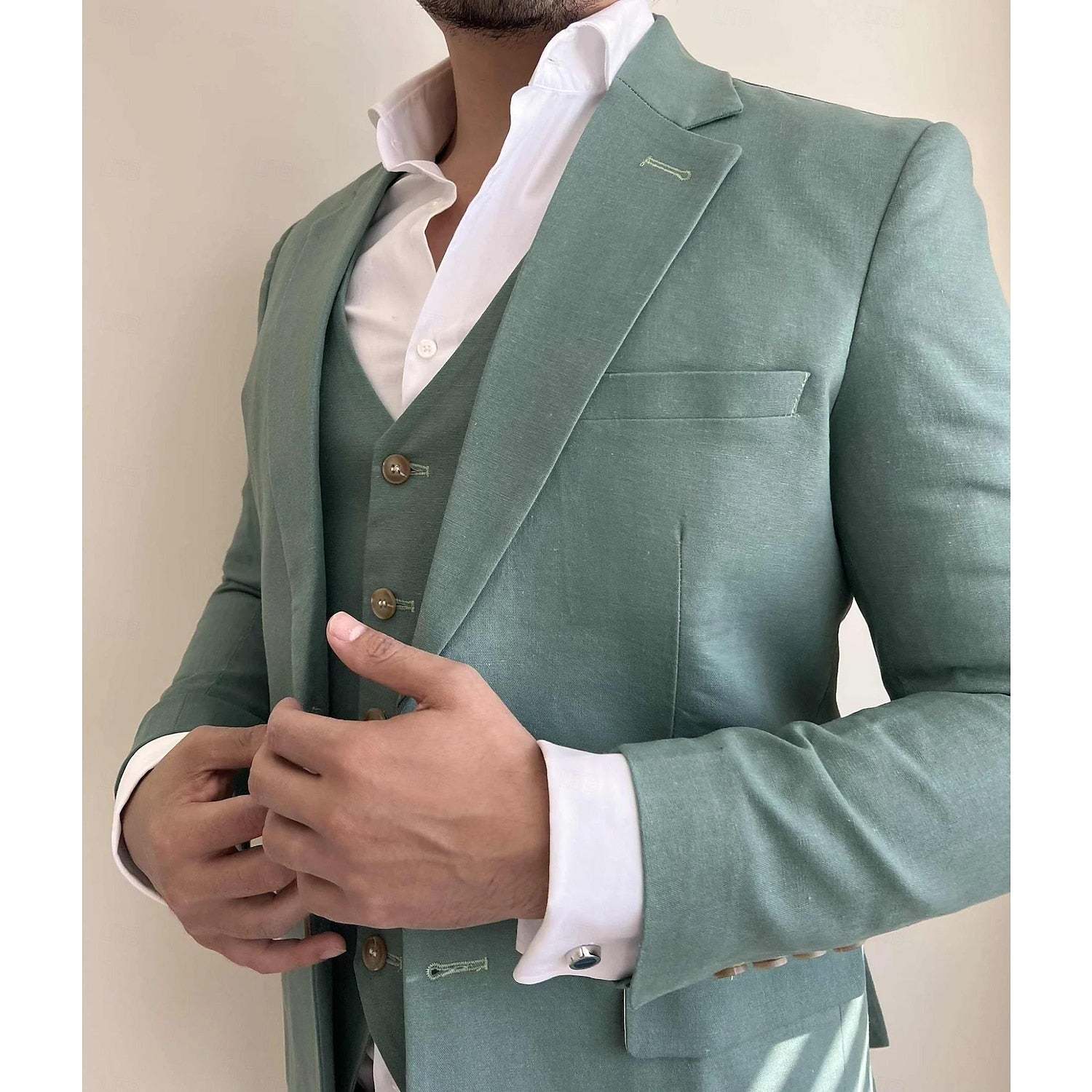 Single-Button Tailored Men's 3-Piece Wedding Suit