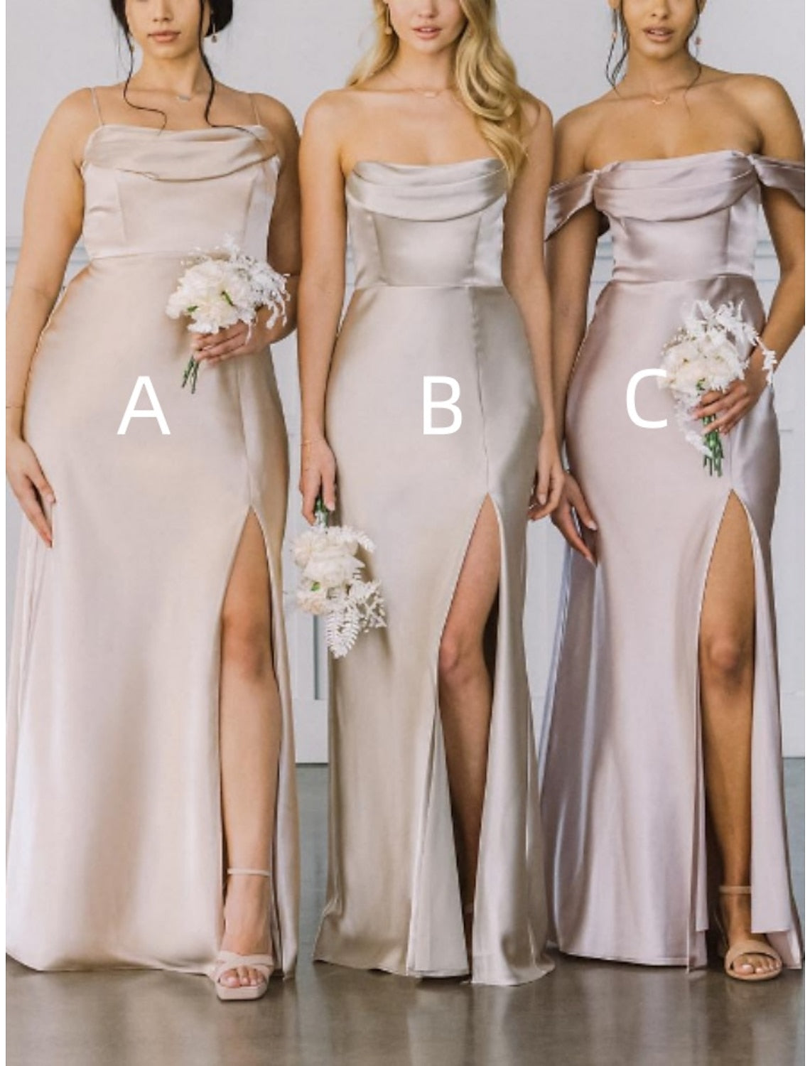 Off-the-Shoulder Floor-Length Bridesmaid Gown with Side Slit