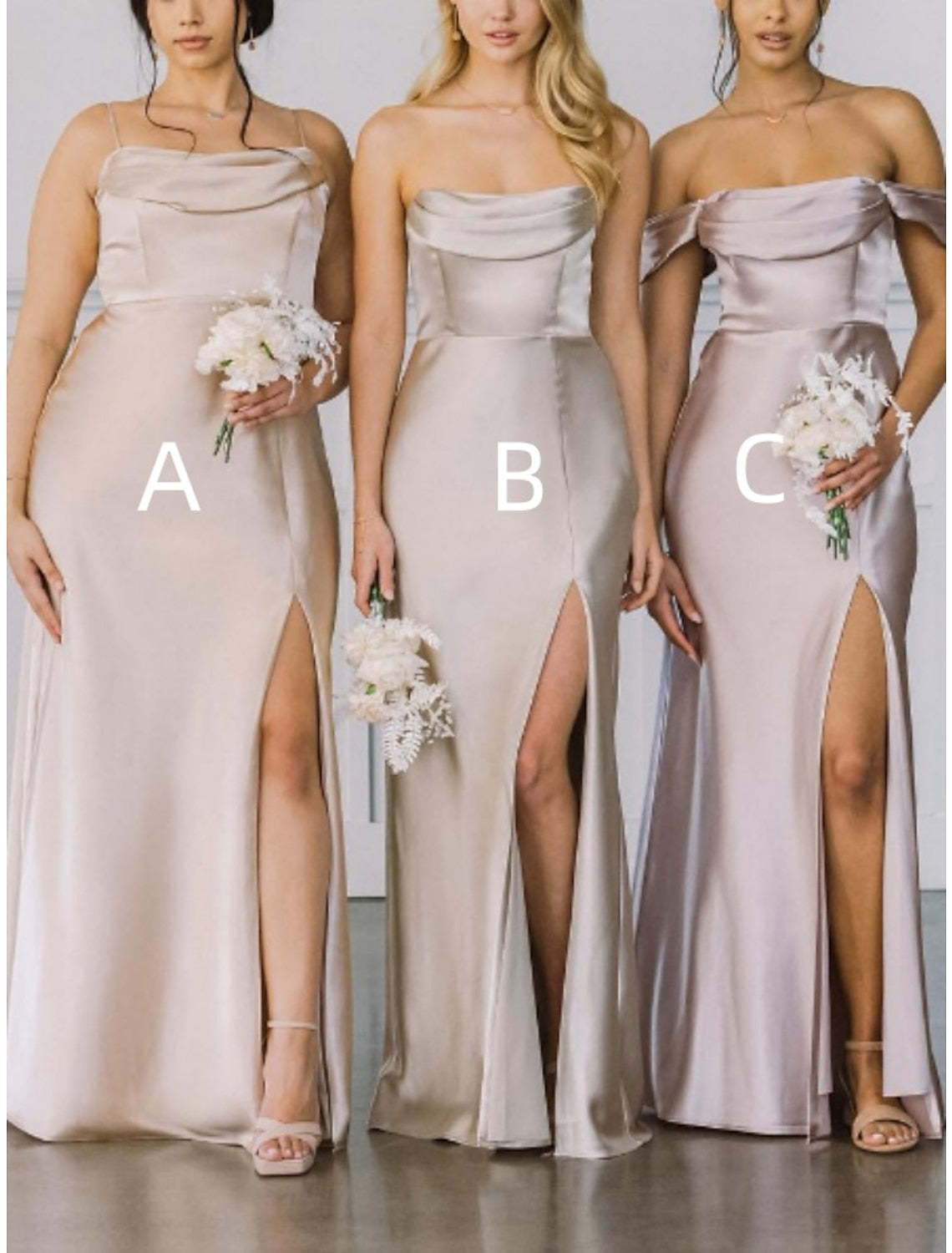 Off-the-Shoulder Floor-Length Bridesmaid Gown with Side Slit