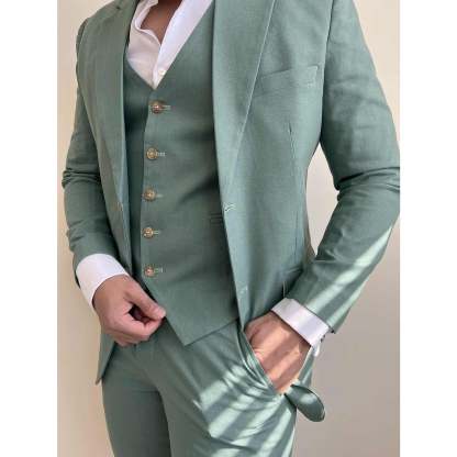 Single-Button Tailored Men's 3-Piece Wedding Suit
