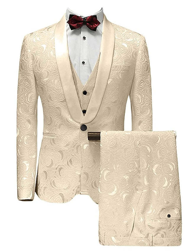 Single-Button Tailored Men's 3-Piece Wedding Suit